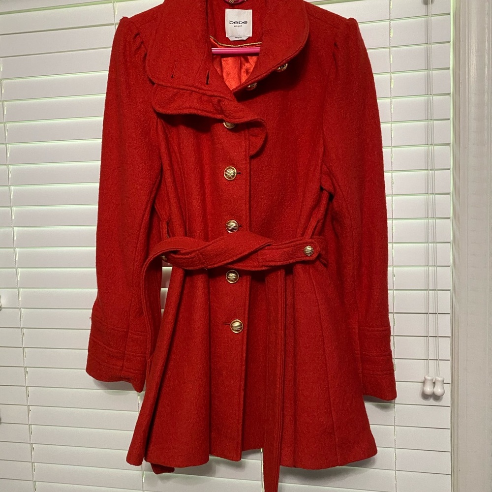 Bebe Bold Red Trench Coat